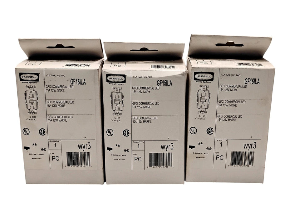 Hubbell GF15ILA 125 V AC 15 A Commercial Grade GFCI Outlet w/ LED