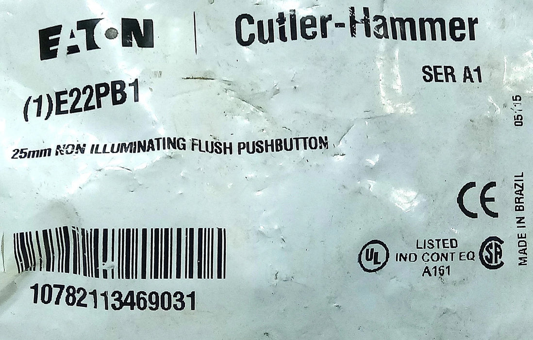 Eaton E22PB1 Black 25 mm Flush Momentary Pushbutton