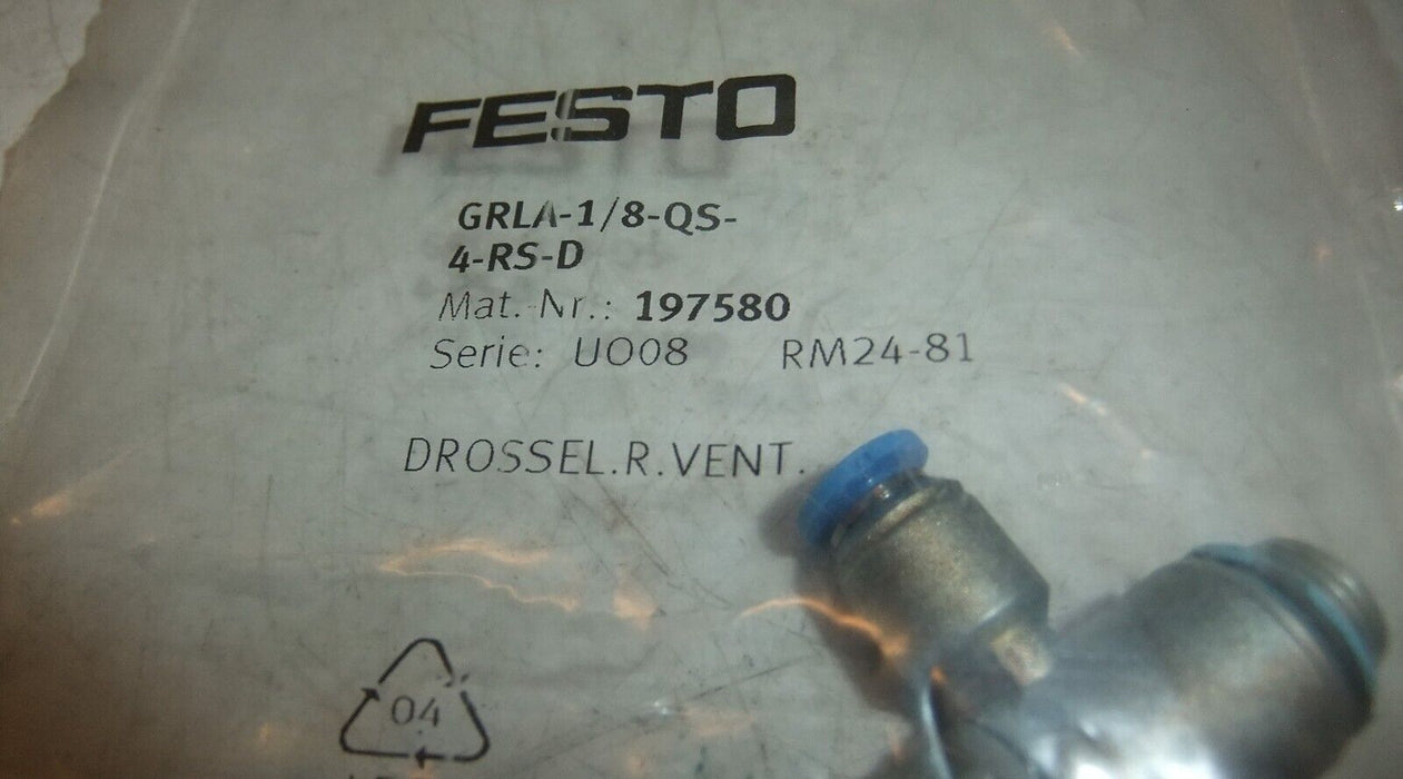 Festo GRLA-1/8-QS-4-RS-D One Way Flow Control
