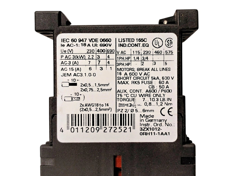 Siemens 3RT1015-1AP01 SIRIUS 7 A Contactor w/ 230 V AC Coil