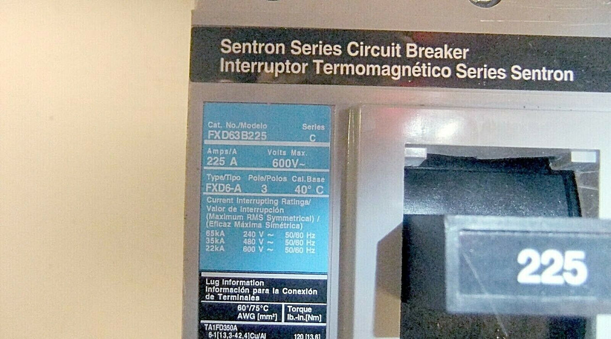 Siemens Circuit Breaker 225A FXD63B225