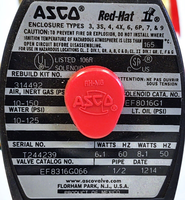 ASCO EF8316G066AC120/60,110/50D Solenoid Valve