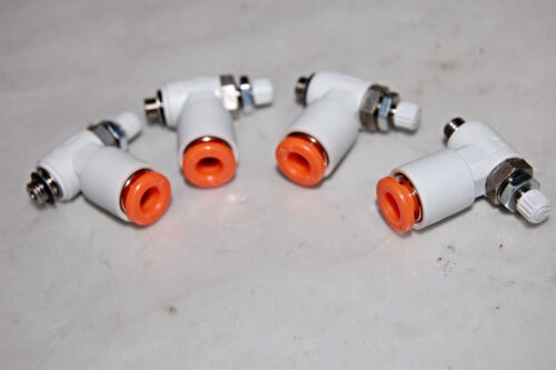SMC AS1201F-U10/ 32-05 FLOW CONTROL W/ FITTING LOT OF4