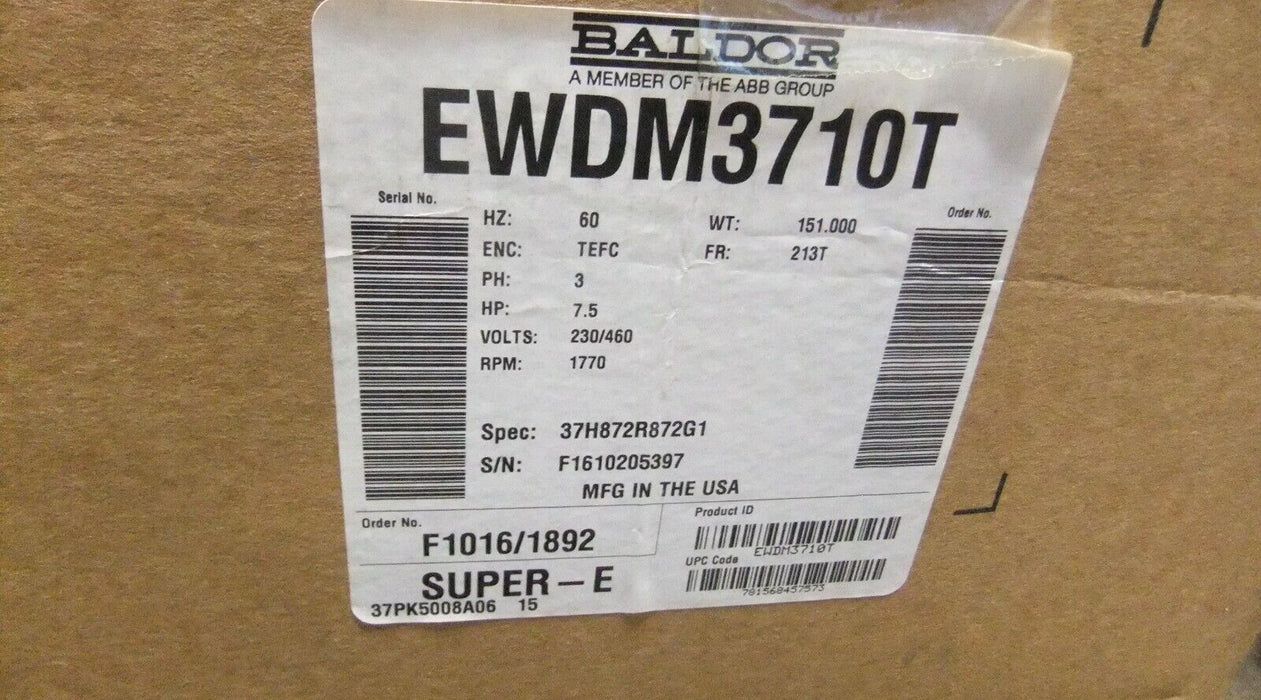 Baldor EWDM3710T MOTOR FOOT MOUNTED