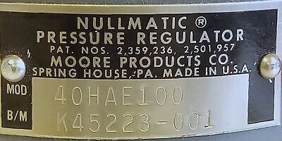Moore 40HAE100 K45223-001 NULLMATIC Pneumatic Pressure Regulator
