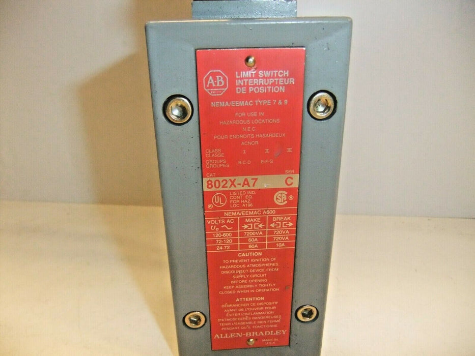 Allen-Bradley Limit Switch 802X-A7 w/Z-21379 Head