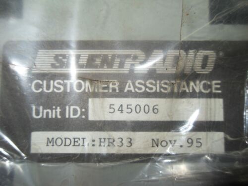 Silentradio Customer Assistance 545006 Model HR33