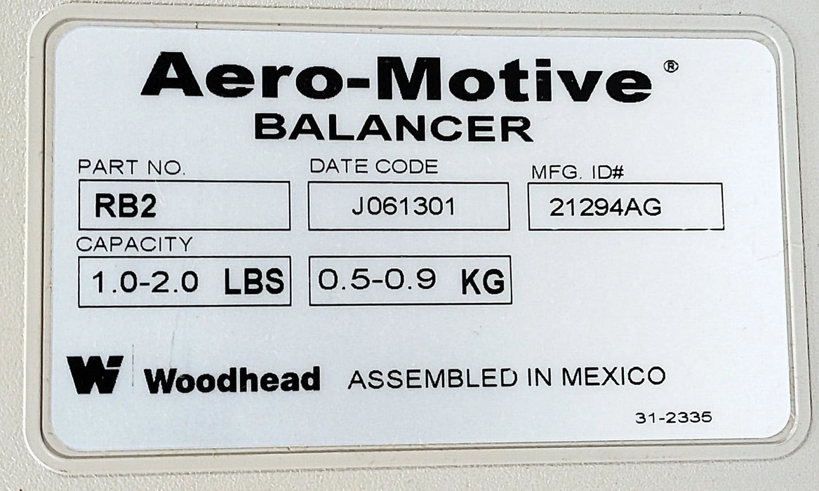 Woodhead RB2 21294AG Aero-Motive Tool Balancer