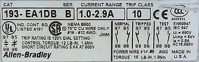 Allen-Bradley 193-EA1DB 1-2.9A Adjustable Solid State Overload Protection Relay
