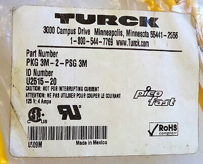 Turck PKG-3M-2-PSG-3M M8 PICOFAST 2 m PLC Cable