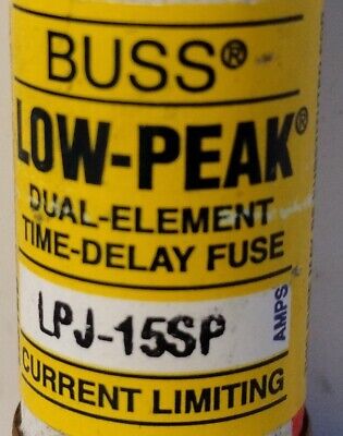 Bussmann LPJ-15SP 600 V AC / 300 V DC 15 A Low-Peak Fuses - Lot of 3