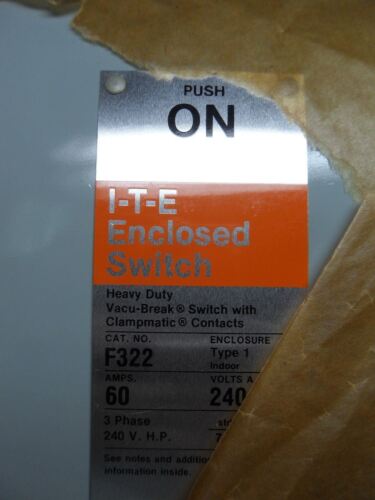 I-T-E Siemens F-322 240 V AC 60 A Type 1 Vacu-Break Enclosed Safety Switch