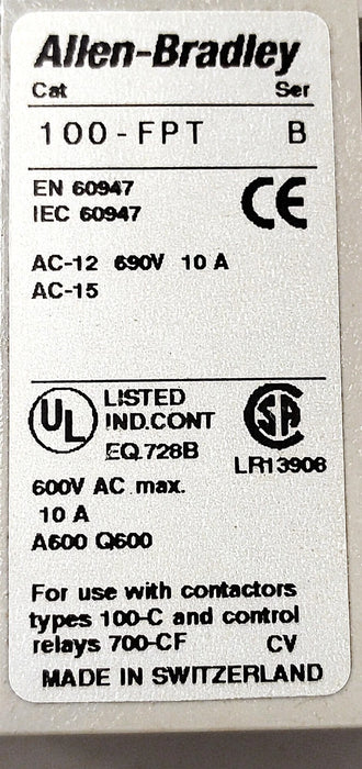 Allen-Bradley 100-FPTA30 600 V AC 10 A 0.3-30s Delay-On Pneumatic Timing Relay
