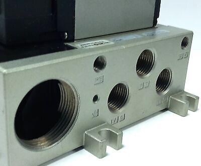 SMC NVV5FS3-01T-041 4 Stage Manifold Assembly w/ 4 NVFS3100-3FZ Solenoid Valves