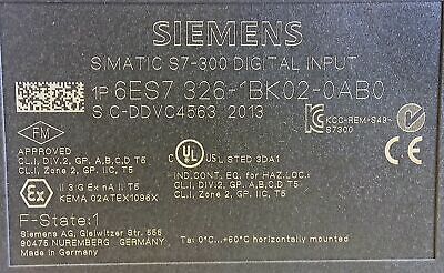 Siemens 6ES7-326-1BK02-0AB0 SINAMTICS S7/300 Digital PLC Input Module