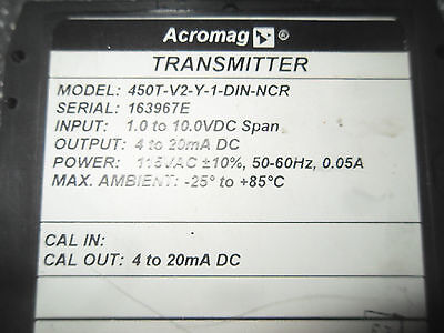 1 ACROMAG 450T-V2-Y-1-DIN-NCR TRANSMITTER