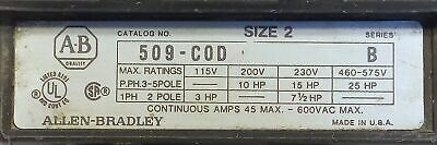 Allen-Bradley 509-COD NEMA 2 Ser B Full Voltage Non-Reversing Starter
