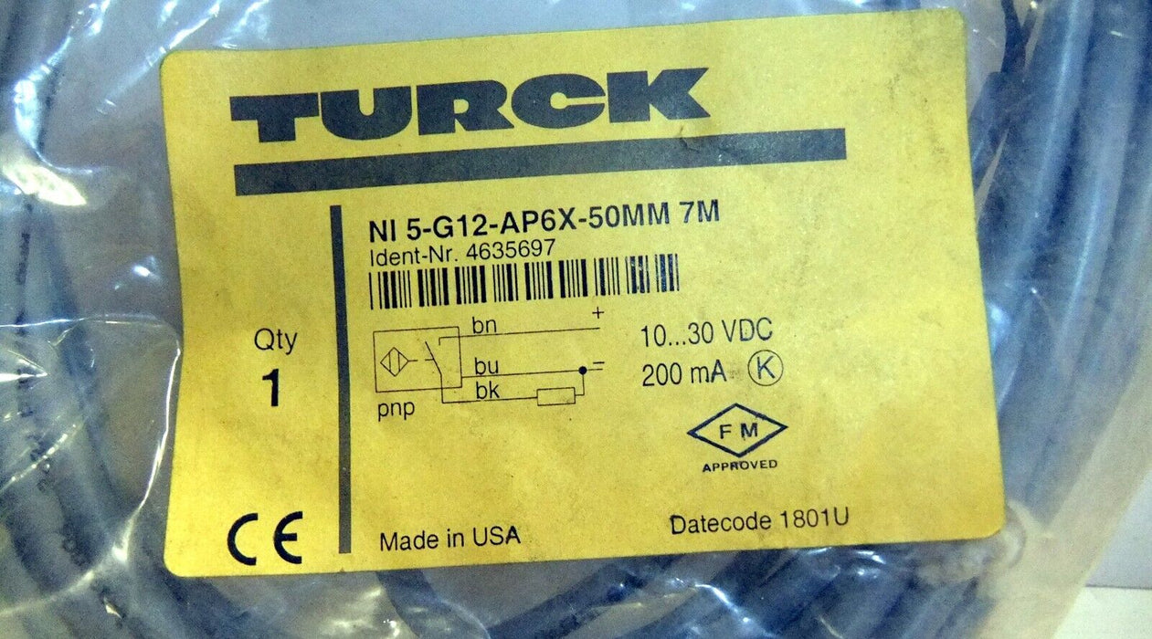 Turck Nl 5-G12-AP6X-50MM Inductive Sensor 7M