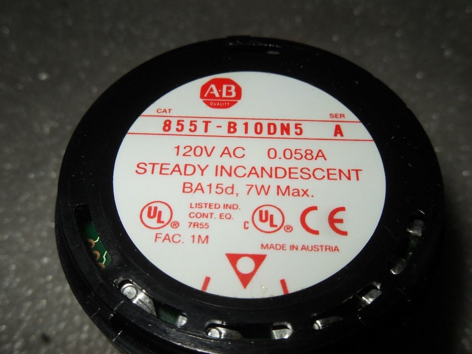 Allen-Bradley 855T-B10DN5 SER A Amber Incandescent Stack Light