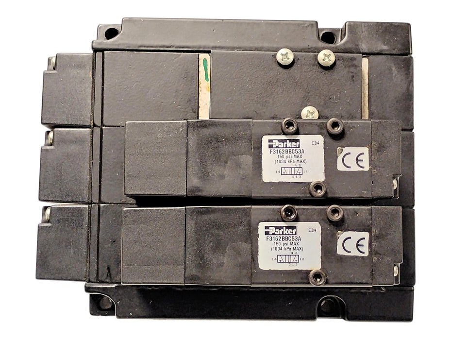Parker F3162BBC53A 150 psi Pneumatic Solenoid Valve Assembly w/ 110/120VAC Coils