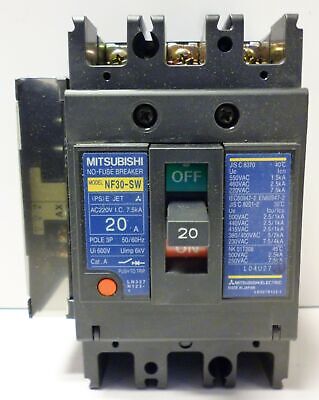 Mitsubishi NF30-SW-3P-20A 20A 3P 220VAC Molded Case Circuit Breaker