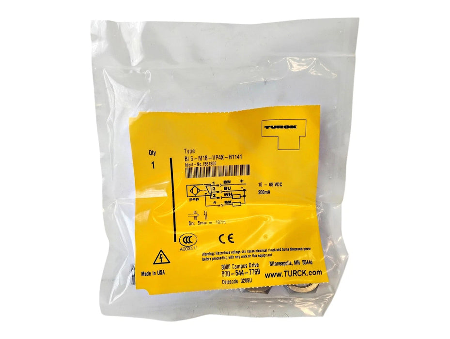 Turck BI5-M18-VP4X-H1141 10-65 V DC Inductive Proximity Sensor