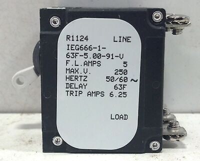 Airpax IEG666-1-63F-5.00-91-V 250 V 5 A 3 P Circuit Breaker