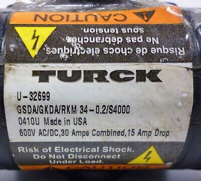 Turck GSDA/GKDA/RKM 34-0.2/S4000 / U-32699 D Size Power Tee PLC Cable