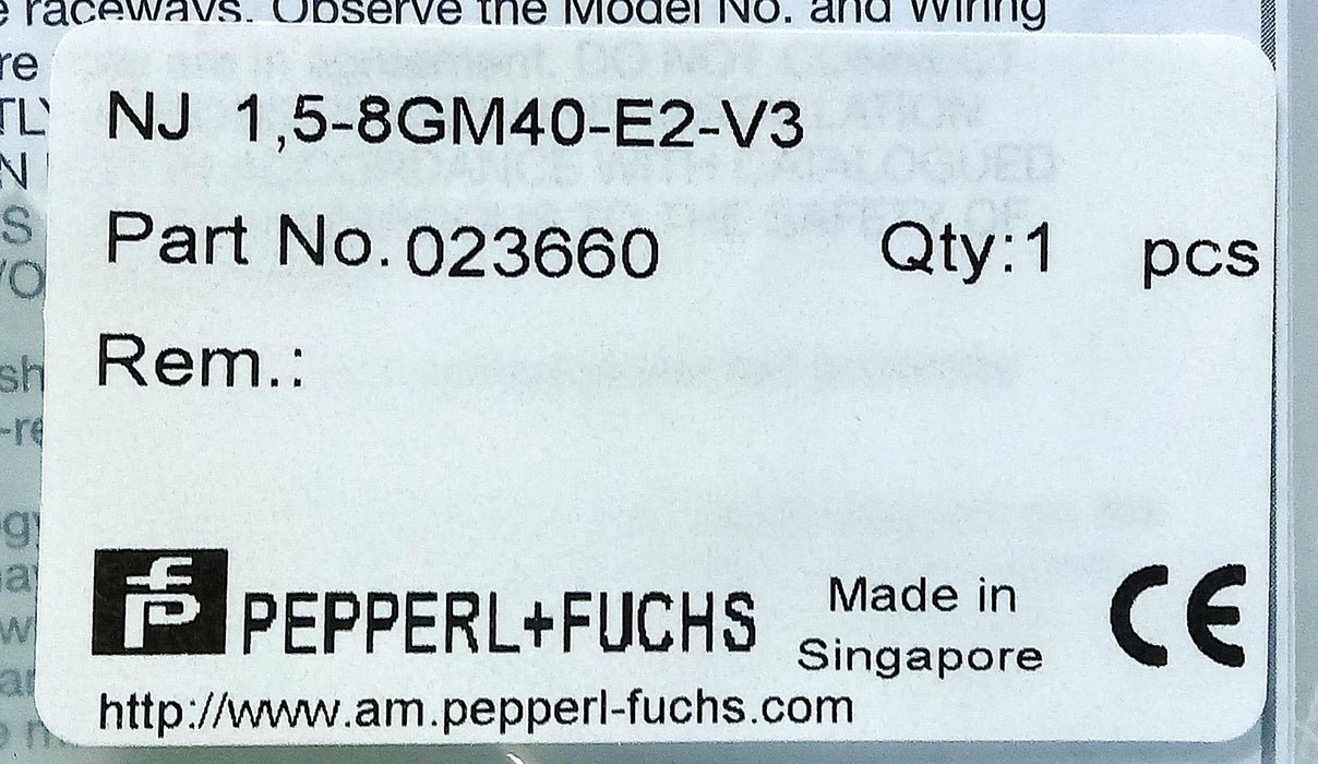 Pepperl Fuchs NJ1,5-8GM40-E2-V3 023660 10-30 V DC Inductive Proximity Sensor