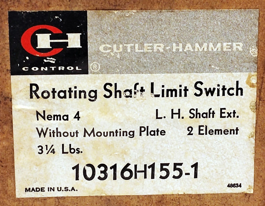 Cutler-Hammer 10316H155-1 NEMA 4 Left Hand Rotating Shaft Limit Switch