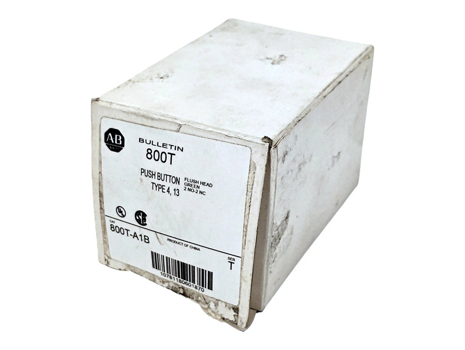 Allen-Bradley 800T-A1B 600 V AC/DC 10 A Green Momentary Pushbutton w/ Flush Head