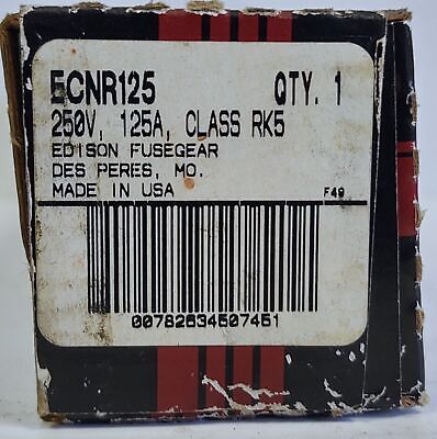 Edison Fuse ECNR125 250 V 125 A Class RK5 Current-Limiting Time-Delay Fuse