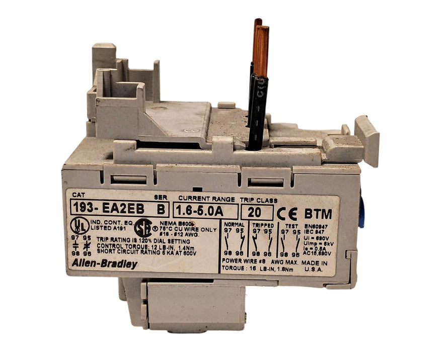 Allen-Bradley 193-EA2EB 600 V AC 1.6-5.0 A Solid State Overload Protection Relay