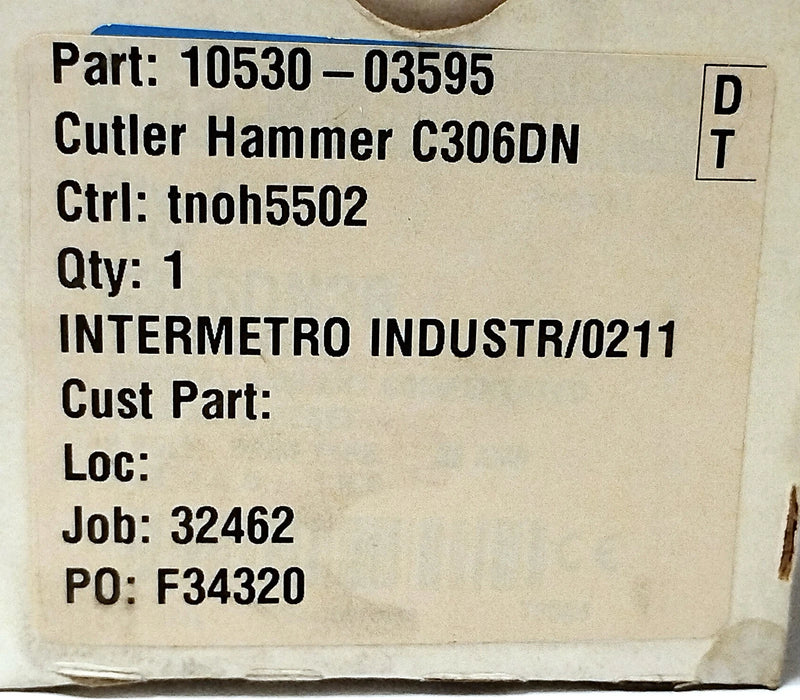 Cutler-Hammer C306DN3 Series B! 600 V AC 3 Pole Thermal Overload Relay