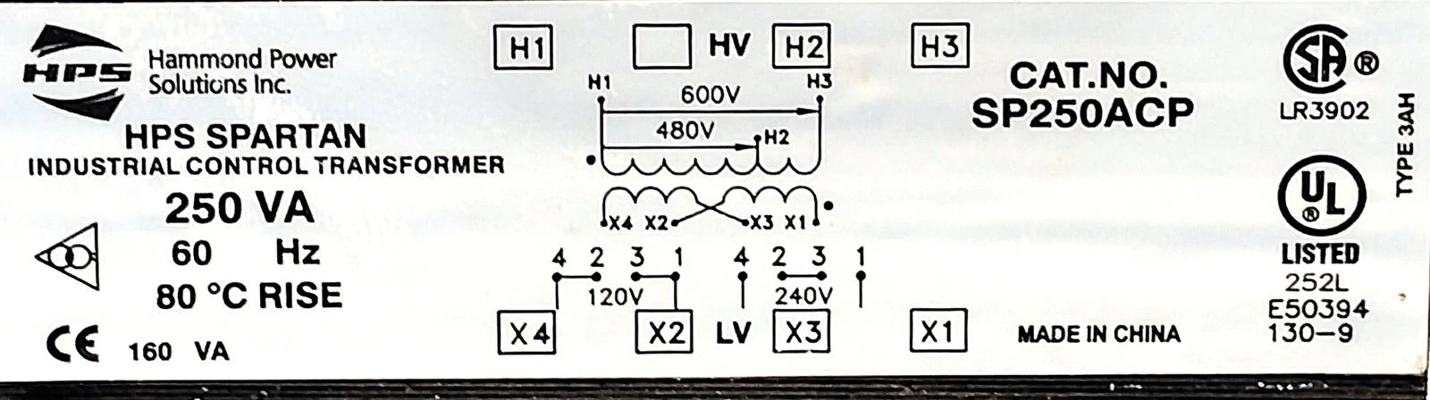 Hammond Power Solutions SP250ACP 480/600VAC to 120/240VAC Step-Down Transformer