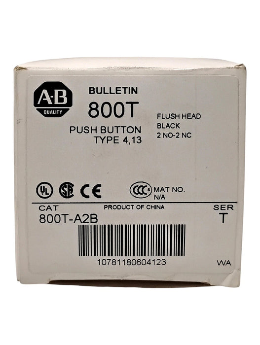 Allen-Bradley 800T-A2B Series T 30 mm Black Flush Head Momentary Pushbutton