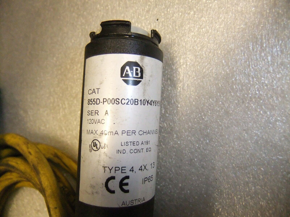 Allen-Bradley Stack Light Pre Assembled 855D-P00SC20B10Y4Y6Y5Y3 blue red