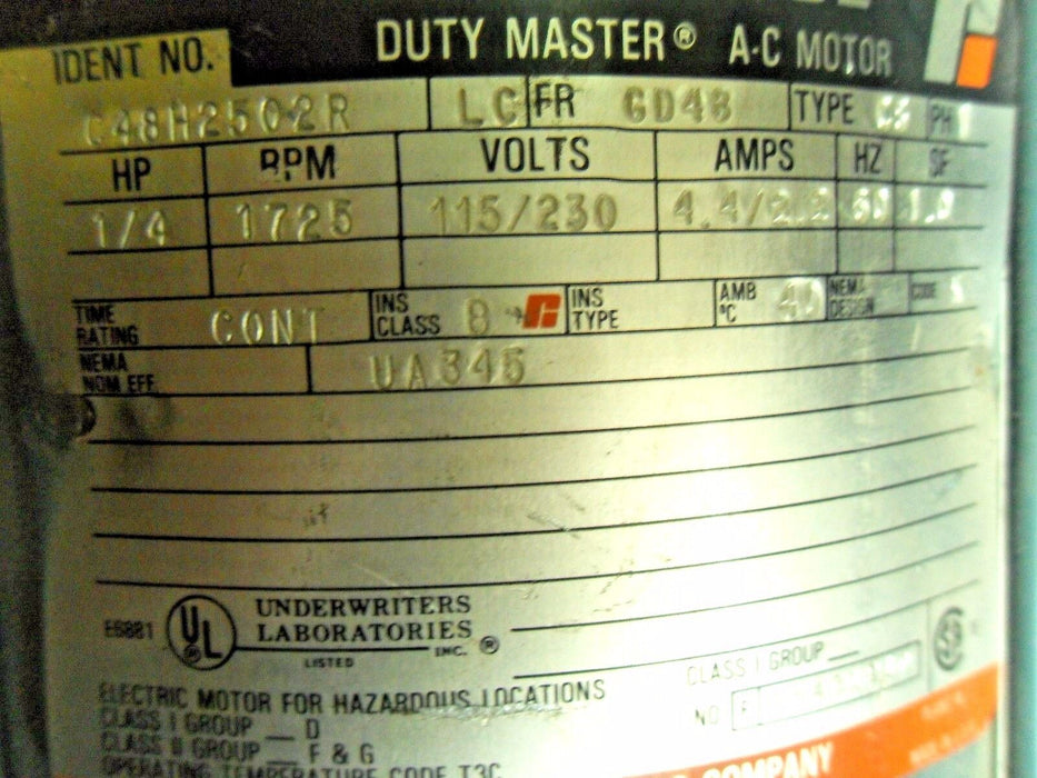 1 Reliance C48H2502R AC MOTOR