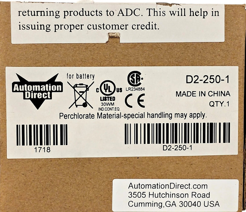 AutomationDirect D2-250-1 7.5K Word PLC Processor