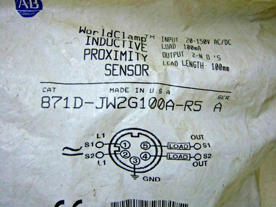 Allen-Bradley Proximity Inductive Sensor 871D-Jw2G100A-R5