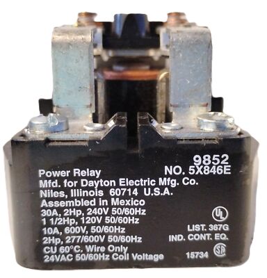Dayton 5X846E 24 V AC DPDT Power Relay