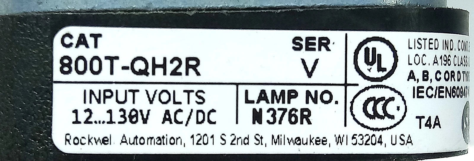 Allen-Bradley 800T-QH2R 12-130 V AC/DC 30 mm LED Red Indicator Light