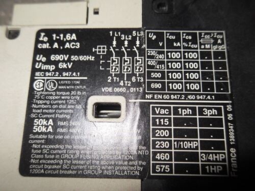 Telemecanique GV2-P06 Starter W/ LC1-D09-10 Contactor