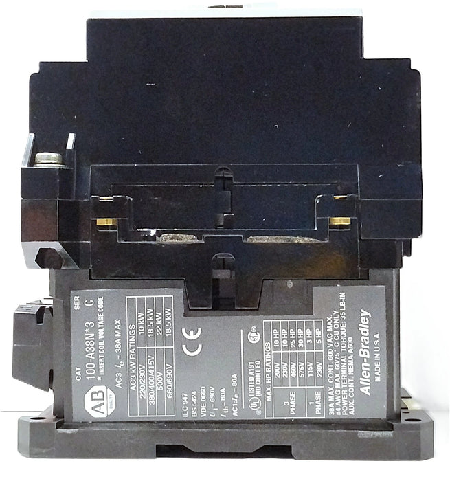 Allen-Bradley 100-A38ND3 600 V AC 38 A Contactor w/ 110/120 V Coil