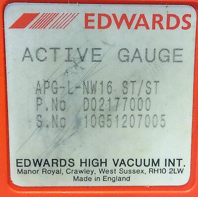Edwards APG-L-NW16-ST/ST D02177000 Pirani Vacuum Gauge