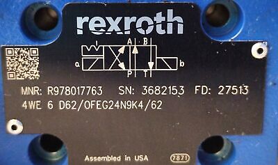 Bosch Rexroth R978017763 4WE6D6X/OFEG24N9K4/62 24 V DC 350 Bar Directional Valve