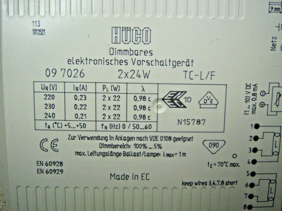 Lot Of 2 Huco Electronic Ballast 09 7026 2 X 24