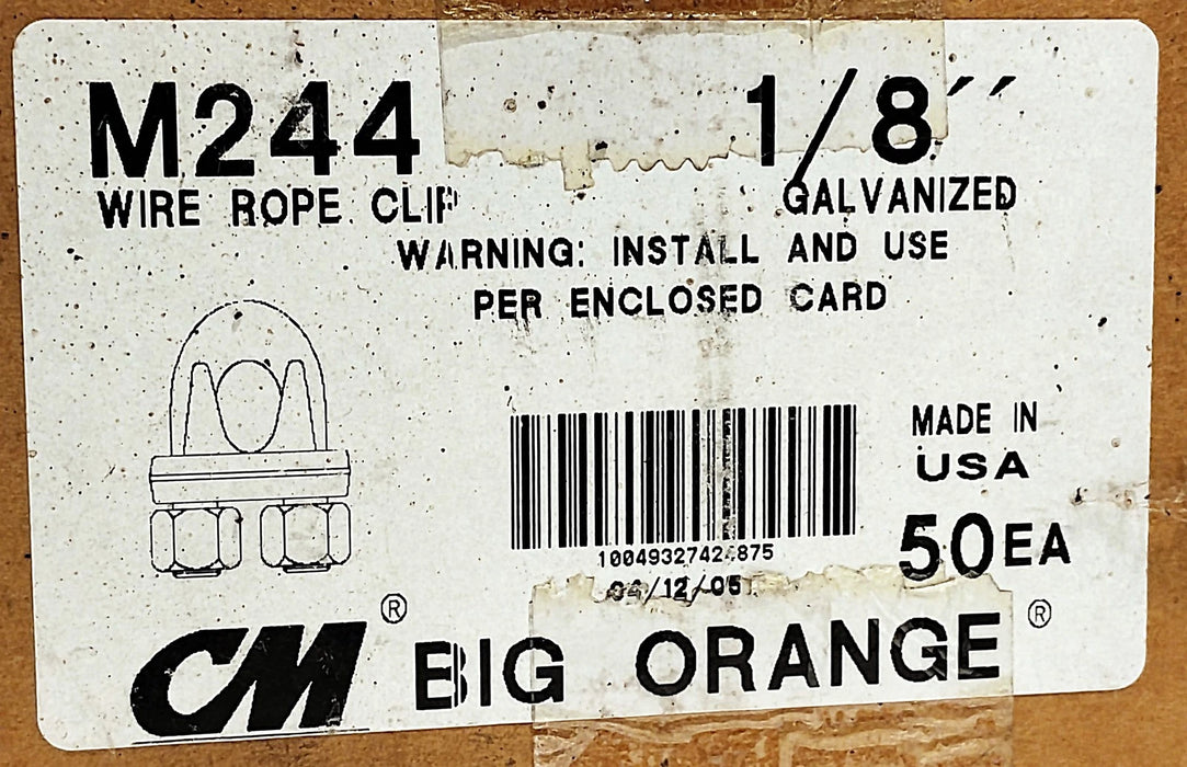 Columbus McKinnon M244 MA244 1/8 in Galvanized Steel Wire Rope Clip