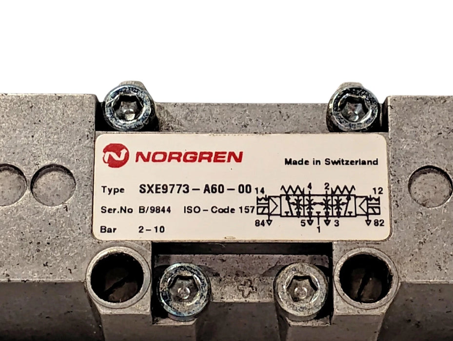 Norgren SXE9773-A60-00 Double-Acting Pneumatic Solenoid Valve w/ 24 V DC Coils