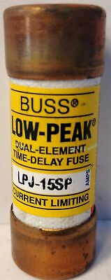 Bussmann LPJ-15SP 600 V AC / 300 V DC 15 A Low-Peak Fuses - Lot of 3